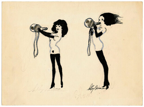 Femlin Blowing Whistle, Undated Ink on Paper 9.5 x 13