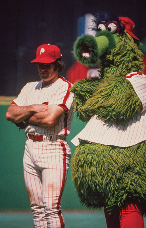 Pete Rose and the Phillie Phanatic, 1980